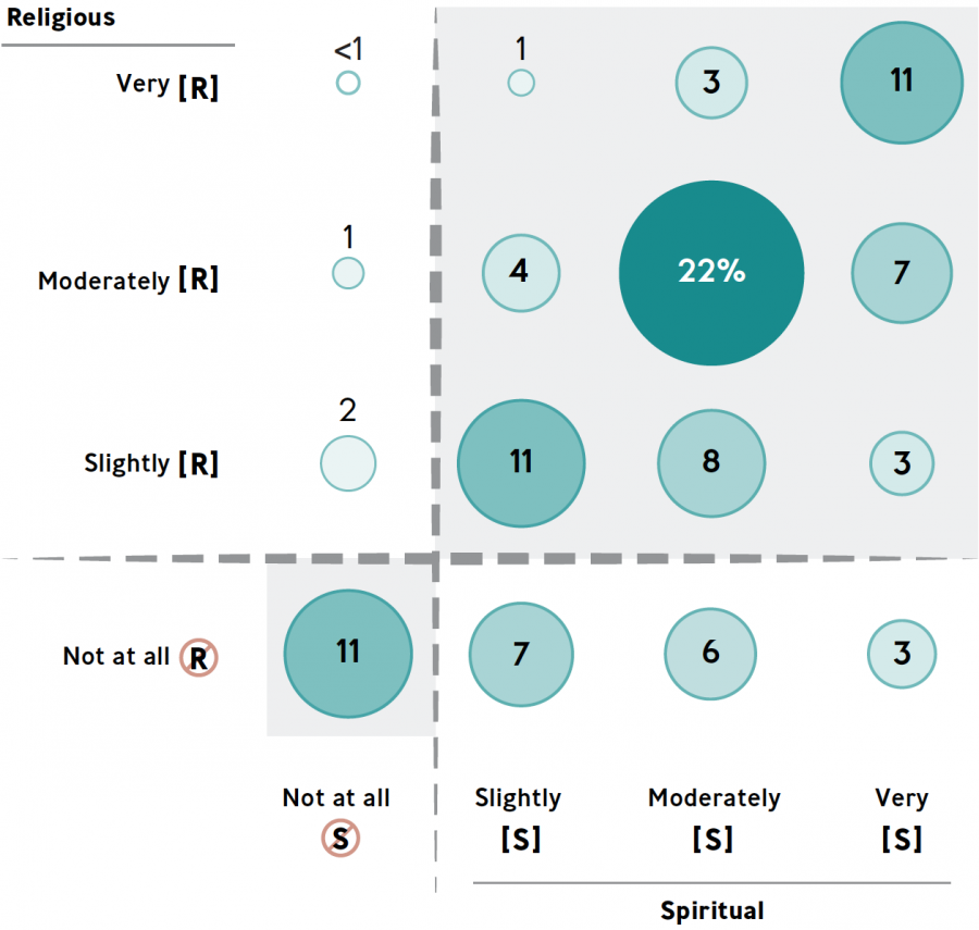 Levels of spirituality and religiousness of respondents